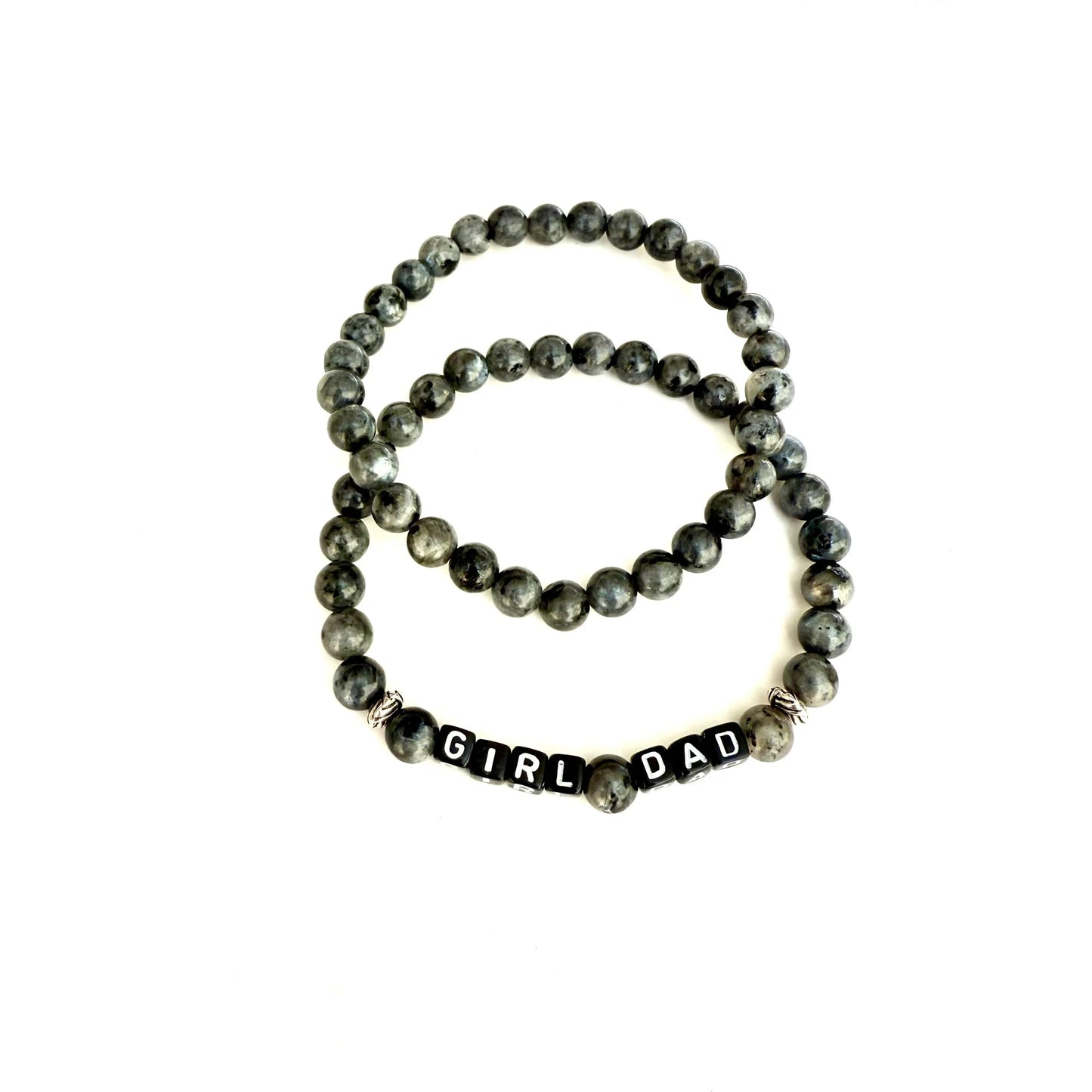 Girl Dad Bracelet Set - Black labradorite