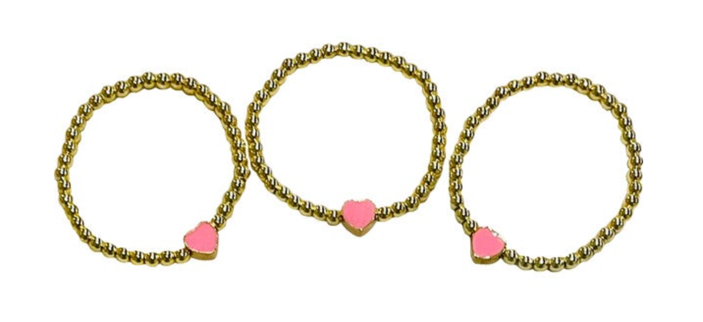 Gold & Pink Heart Bracelets
