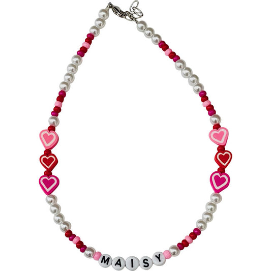 Heart Monogram Pearl Necklace