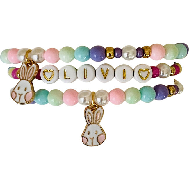 Easter Bunny Monogram Bracelet Set