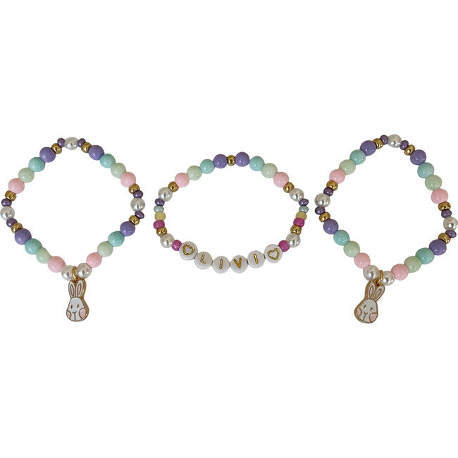 Easter Bunny Monogram Bracelet Set