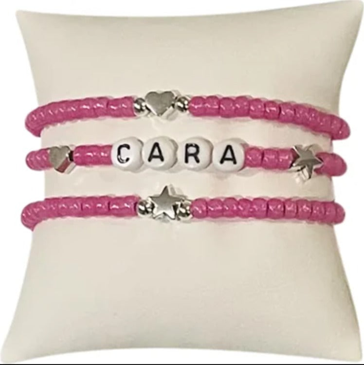 Pink Monogram Bracelet Set
