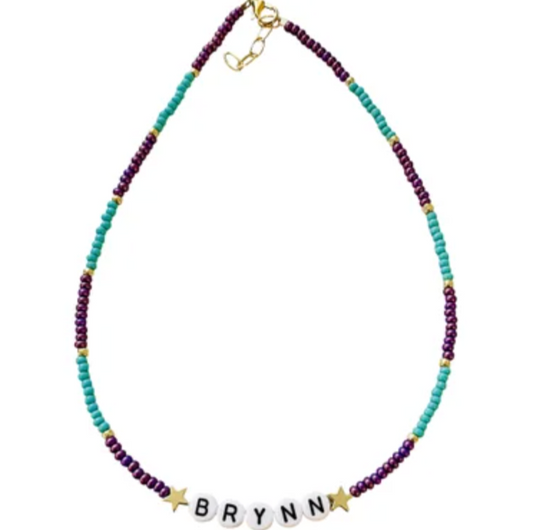 Purple & Turq Monogram Necklace