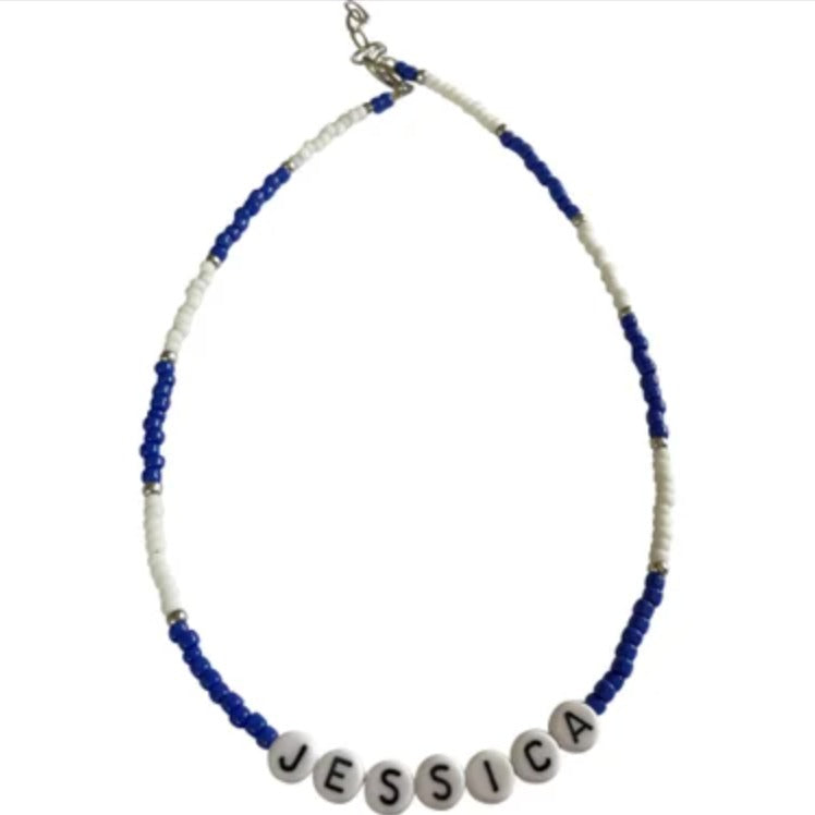 Blue & White Monogram Necklace