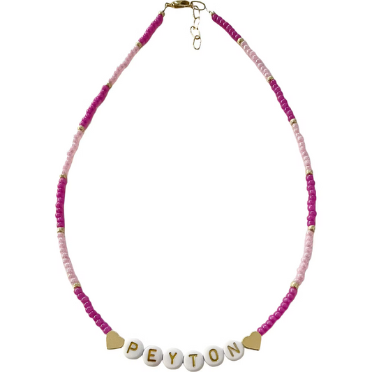 Pink & Gold Heart Monogram Necklace