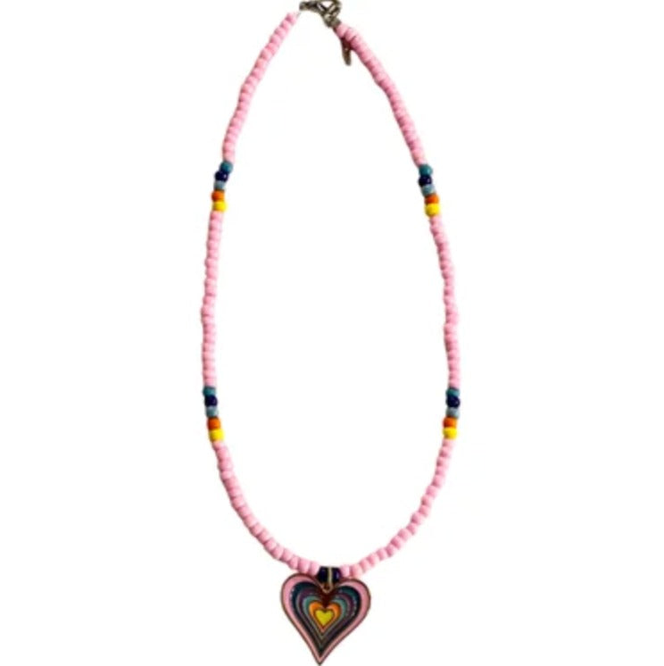 Pink Heart Pendant Necklace